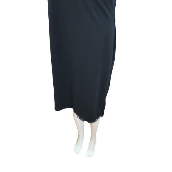 Kenneth Cole Black V neck Strappy Pleated Lace Bottom Dress M - Picture 4 of 7